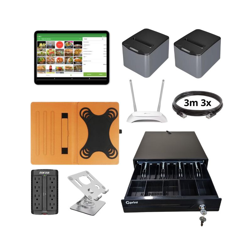 Kit punto venta pos restaurante, cafeteria, paleteria tablet 10"