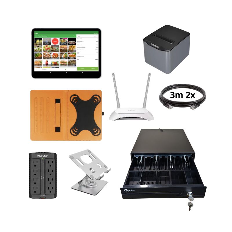 Kit punto venta pos restaurante, cafeteria, paleteria tablet 10"